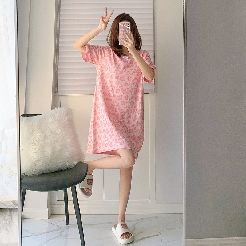 Mother&Kids Baby girls summer pajamas skirt Children's summer leopard print mother-daughter dress_voghion.com
