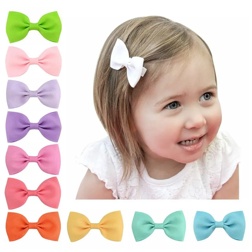 40 pz/lotto 2.75 "Nastro Pianura Con Pinze Per I Bambini Ragazze Mini Archi Barrettes Forcine Hairgrips Accessorio Dei Capelli_voghion.com