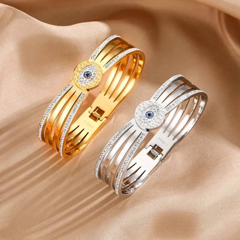 Bracelet en acier inoxydable Evil Devil Eye modèle plaqué or poli 240507_voghion.com