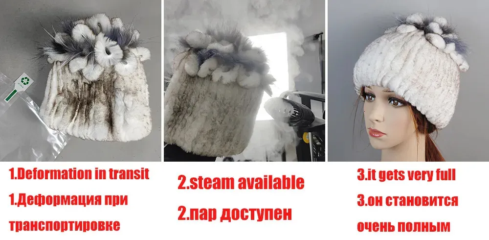 BeanieSkull Men's Caps Natural Bomber With Earflaps Winter Unisex Warm Russian Ushanka Hat Real Rabbit Fur Hats 231017_voghion.com