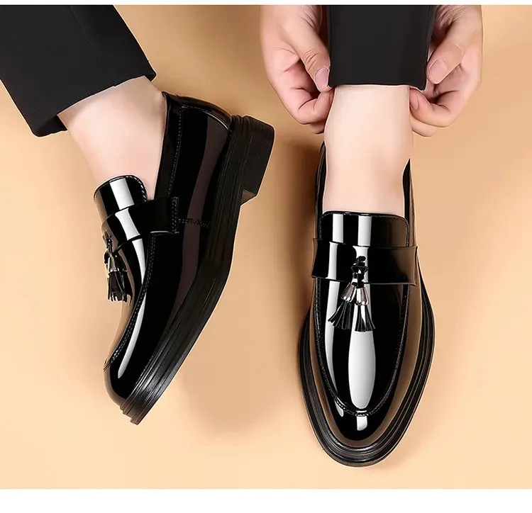 Herren Business Kleid Casual Fashion Elegante formelle Schuhe Slip-on Abend Loafer Party Quaste Lederschuhe Hochzeit 240614_voghion.com