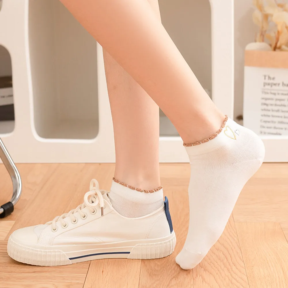 OC-SB9447 Frühling und Herbst Mädchen Flacher Mund Low Cut Student Motion Unsichtbare Bootssocken Liebe Polyester Großhandel_voghion.com
