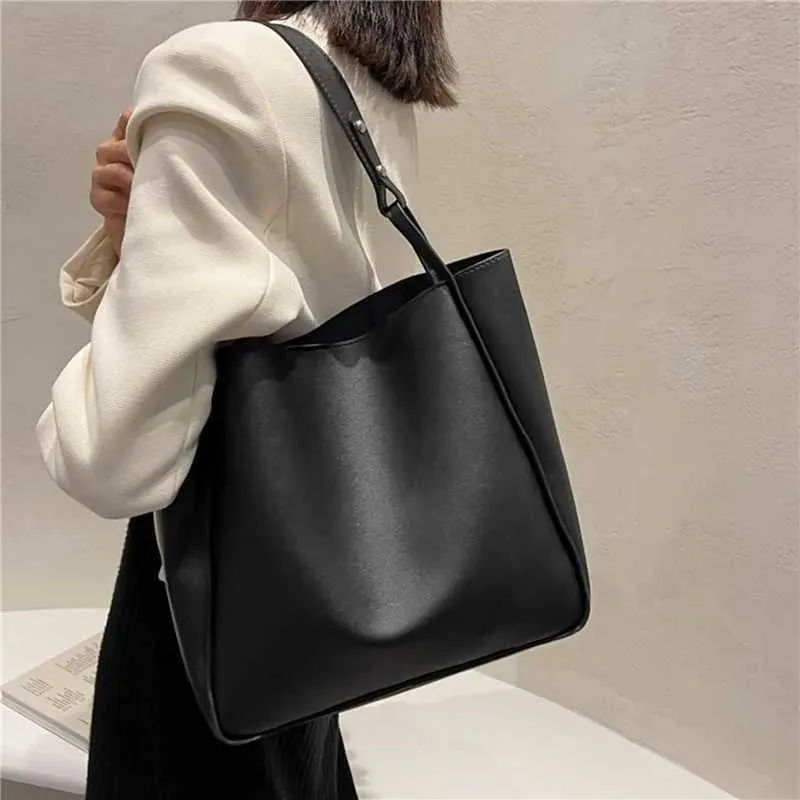 Bucket Shoulder Bag For Women Large Capacity Solid Colour Handbag_voghion.com