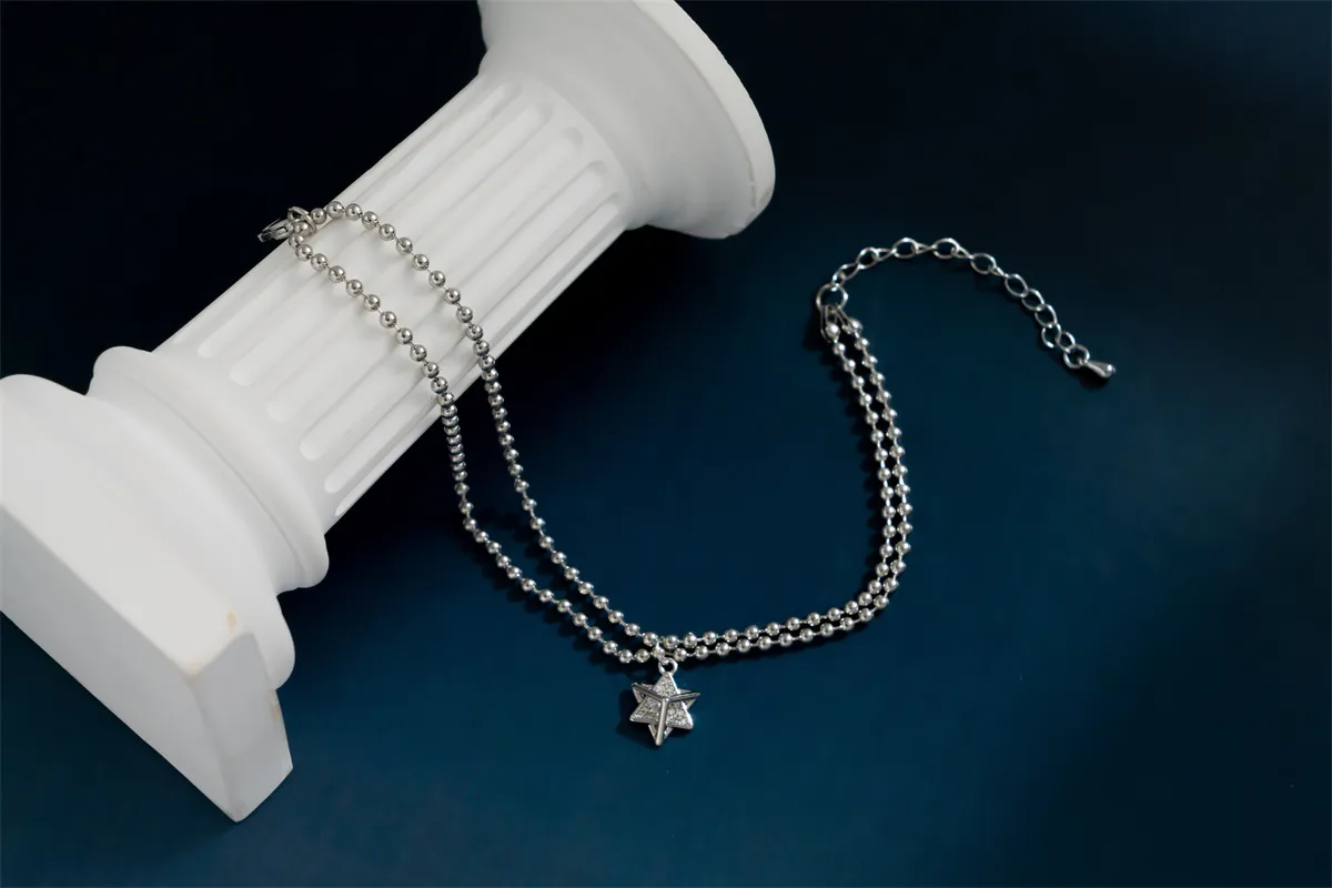 Pulseras de eslabones, joyería de moda, regalos, bola de metal bicapa, pulsera colgante de estrella de seis puntas de alta calidad para mujeres, hombres, fiesta_voghion.com