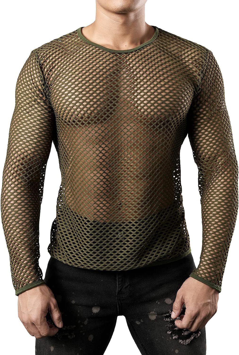 Nuovo pullover estivo con scollo rotondo traforato, top a maniche lunghe, felpa con cappuccio oversize larga e traspirante in rete da pesca, da uomo_voghion.com