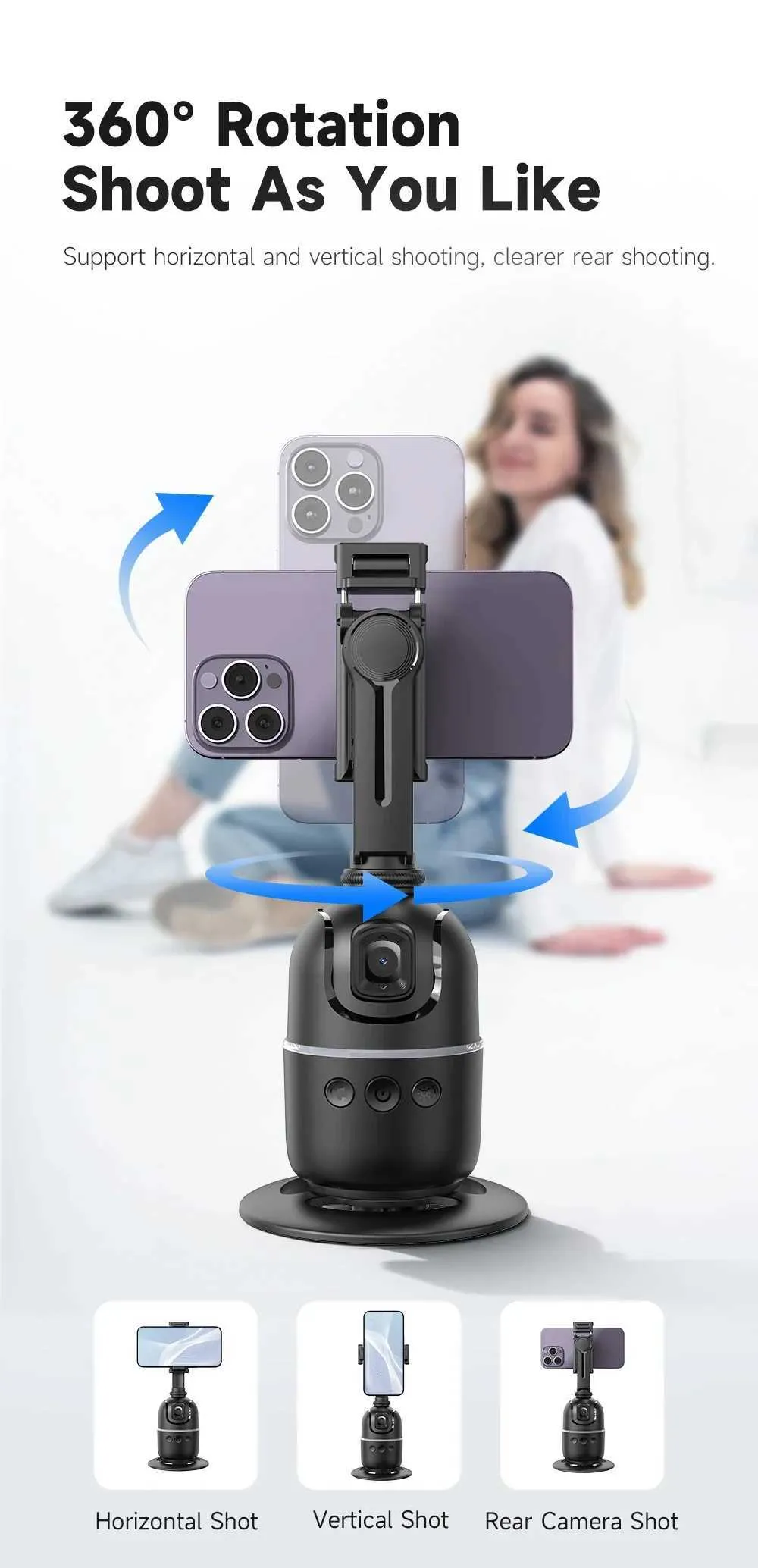 Stabilizers AXNEN P03 Stabilizer Mobile Phone AI 360 Follow Selfie Stand Face Tracking Desktop Gimbal For Cellphone And_voghion.com