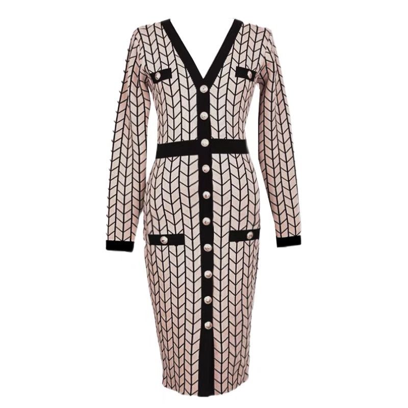 Vêtements de style déesse du tempérament des femmes, pull d'automne, jupe, robe en tricot slim pour femmes_voghion.com