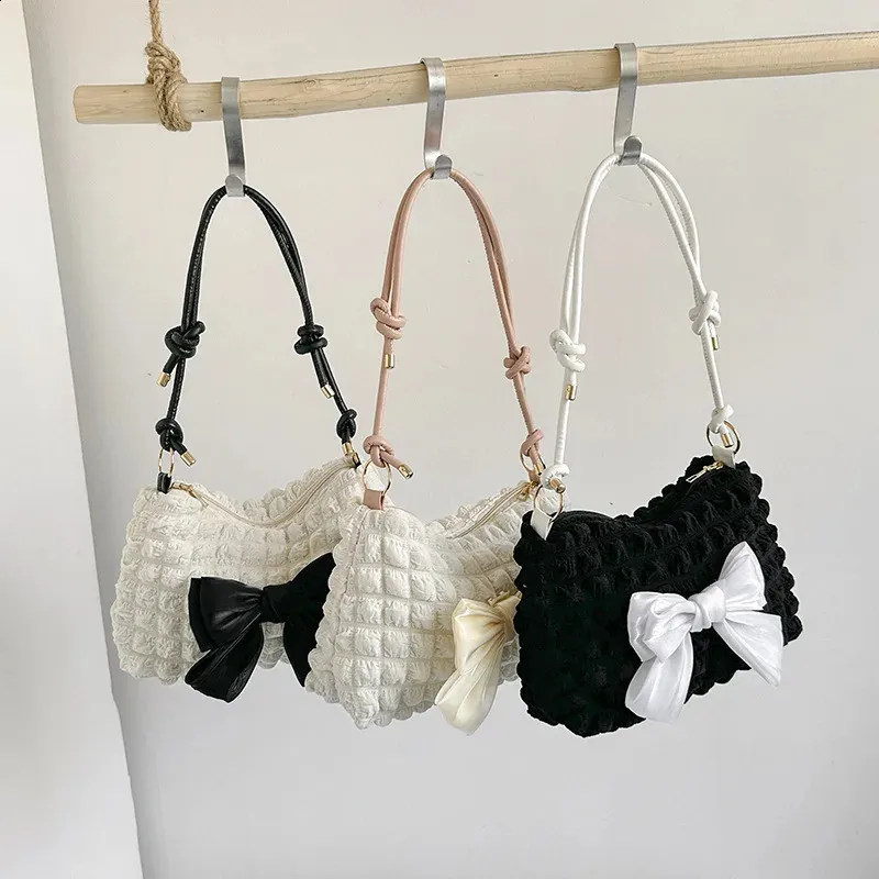 Modische Schultertasche mit Schleife, lässige Umhängetaschen für Damen unter dem Arm, Schleifen-Geldbörse für Damen 240823_voghion.com
