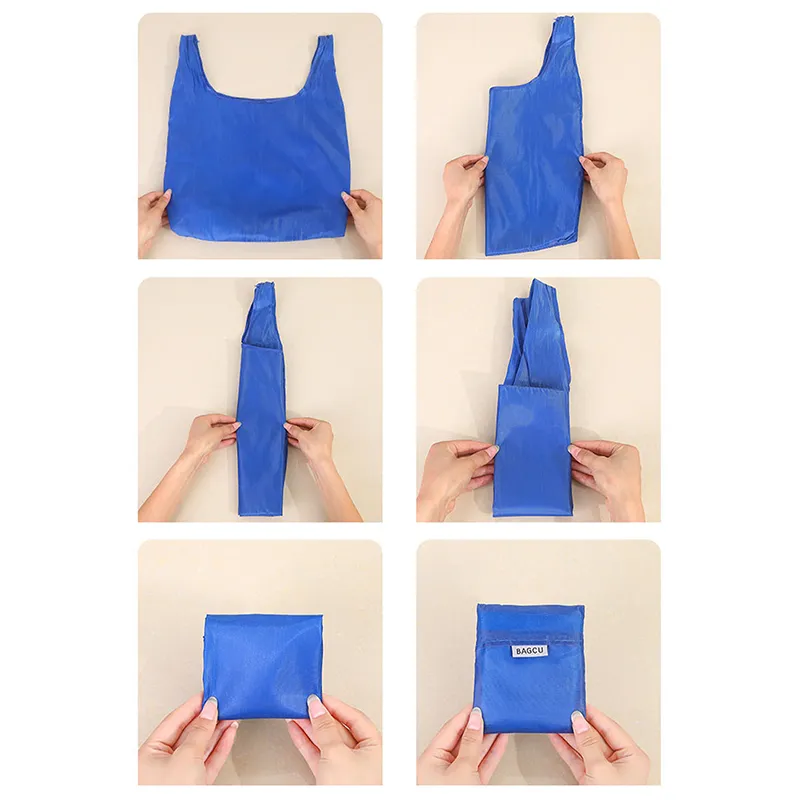 Portable Folding Shopping Large Bags Thick Foldable Waterproof Ripstop Handbag Grocery Tote Bag_voghion.com