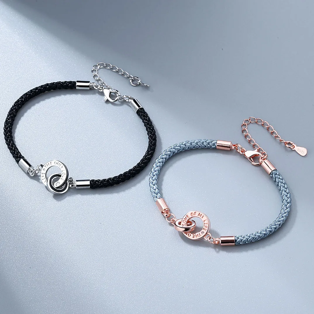 New Interlocking Couple For Men And Women A Pair Of Valentine's Day Gifts Fashion Geometric Double Ring Bracelet_voghion.com