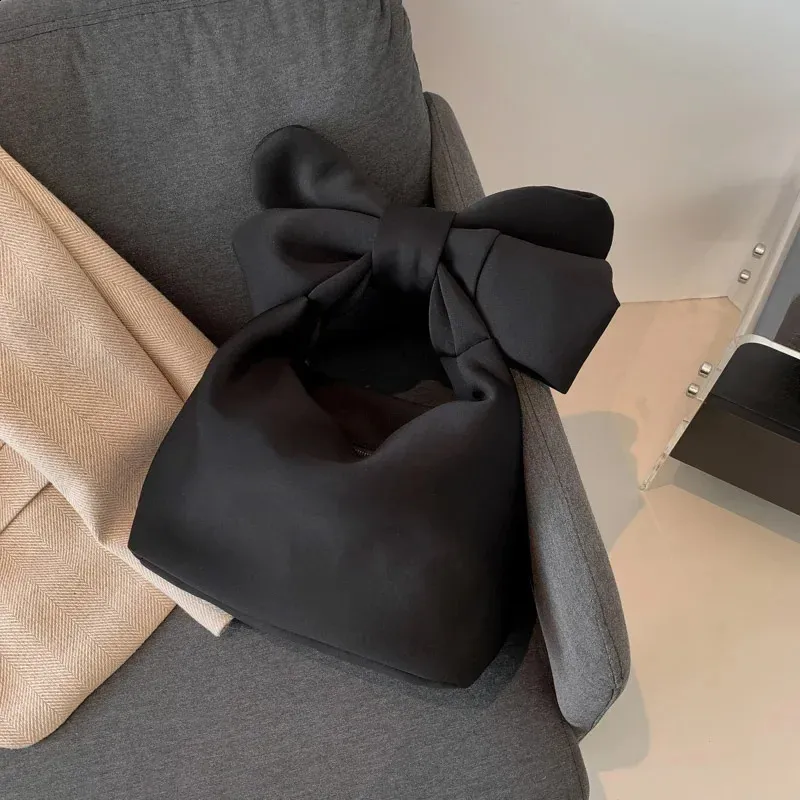 Borsa donna con fiocco in tela borsa a tracolla elegante_voghion.com