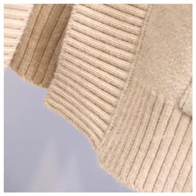 Women's Clothing Fat mm stylish horn button letter sweater jacket for women autumn and winter new large size loose lazy_voghion.com