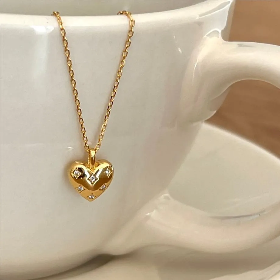Collane con ciondolo Collana con cuore in cristallo di zircone per donna Fidanzamento Matrimonio Choker Collare Catena Gioielli in stile coreano_voghion.com