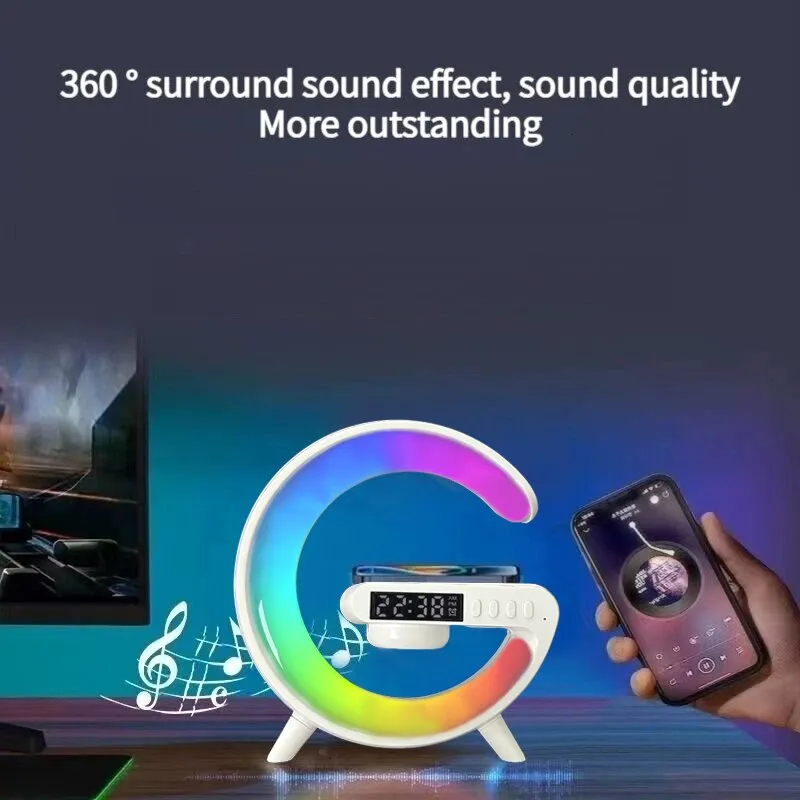 Mini Multifunction Wireless Charger Pad Stand Speaker TF RGB Night Light Fast Charging Station For IPhone Samsung Xiaomi_voghion.com