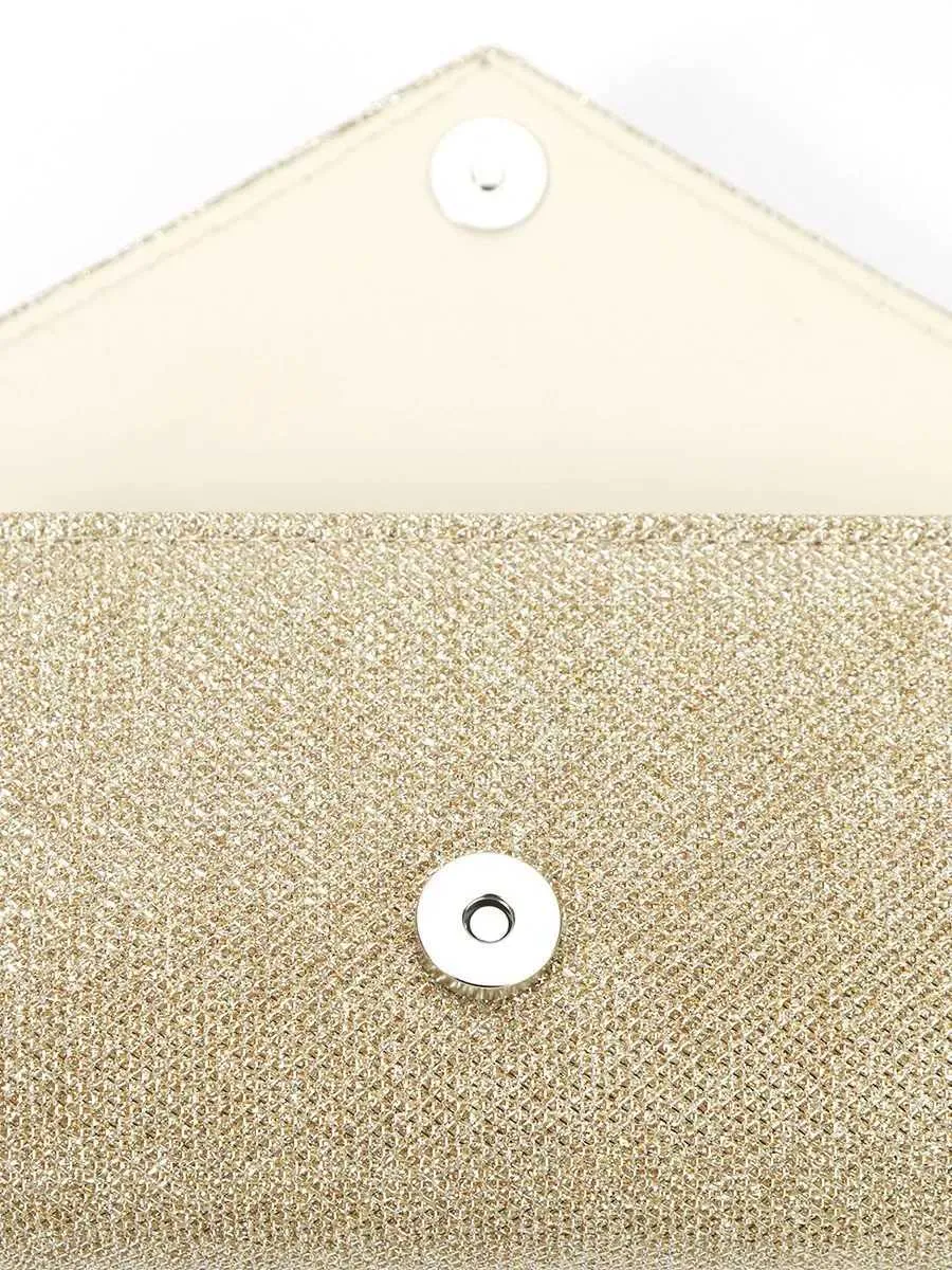 Womens envelope evening chain shoulder bag shiny sier long wallet womens wedding party clutch mini handbag Y241019_voghion.com