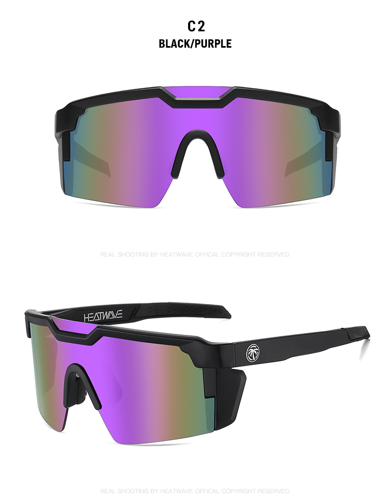 NEW High quality Heat Wave brand sunglasses square Conjoined lens cycling Women men sun glasses UV400_voghion.com