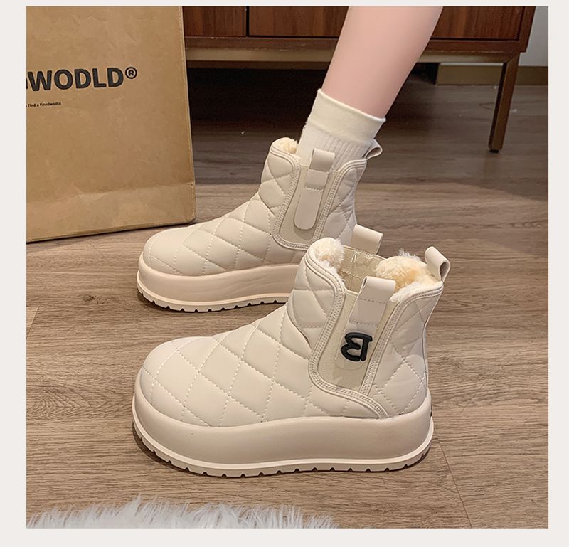 Damen Schnee Winter 2024 neue Baumwolle mit Veet verdickte Oberbekleidung Schuhe kalte und rutschfeste Stiefel_voghion.com