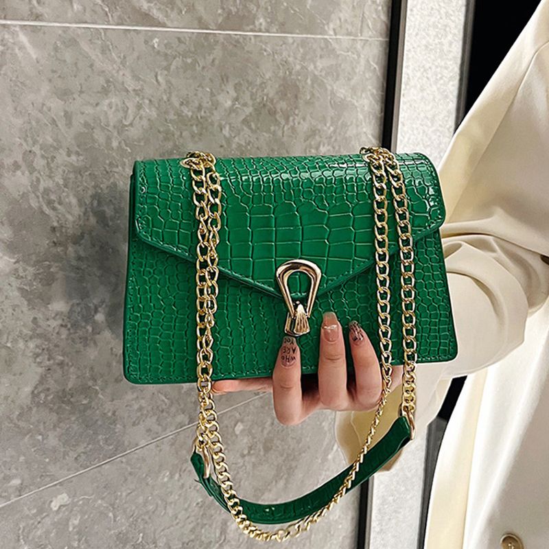 Krokodil Muster Schulter Taschen Für Frauen Mode Ketten Squre Tasche Geldbörse Weiblichen Pu Leder Crossbody Handtasche_voghion.com