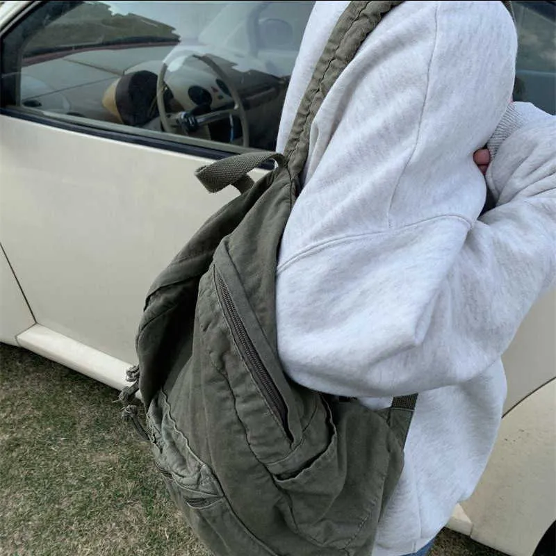 Vintage platneni ruksak za žene s patentnim zatvaračem, ležeran, srednjeg kapaciteta, u preppy stilu, ženski, Ba241031_voghion.com