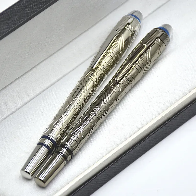 wholesale Wholesale Wholesale Luxury Monte Starwalk Blue Crystal Top Rollerball Pen Ballpoint Pen Metal Relief Barrel Office Writing Fountain Pens_voghion.com