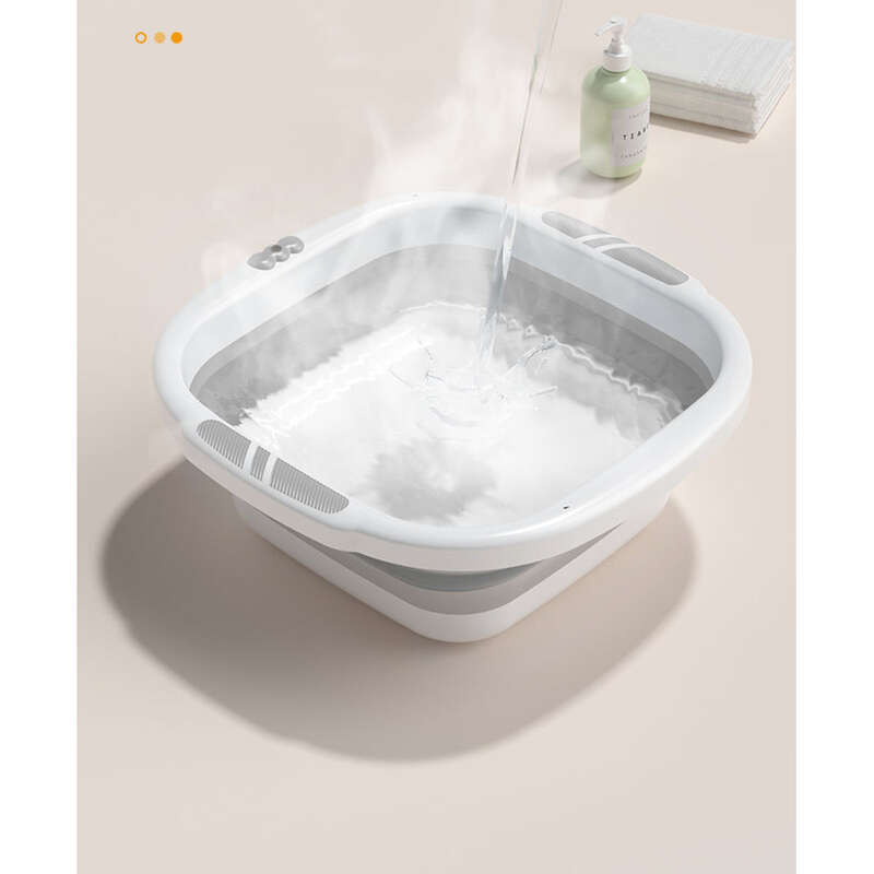 Liela, sabiezināta, salokāma izlietne kāju mazgāšanai, pārnēsājama ceļojumu veļas mazgātava, kvadrātveida plastmasas izlietne_voghion.com