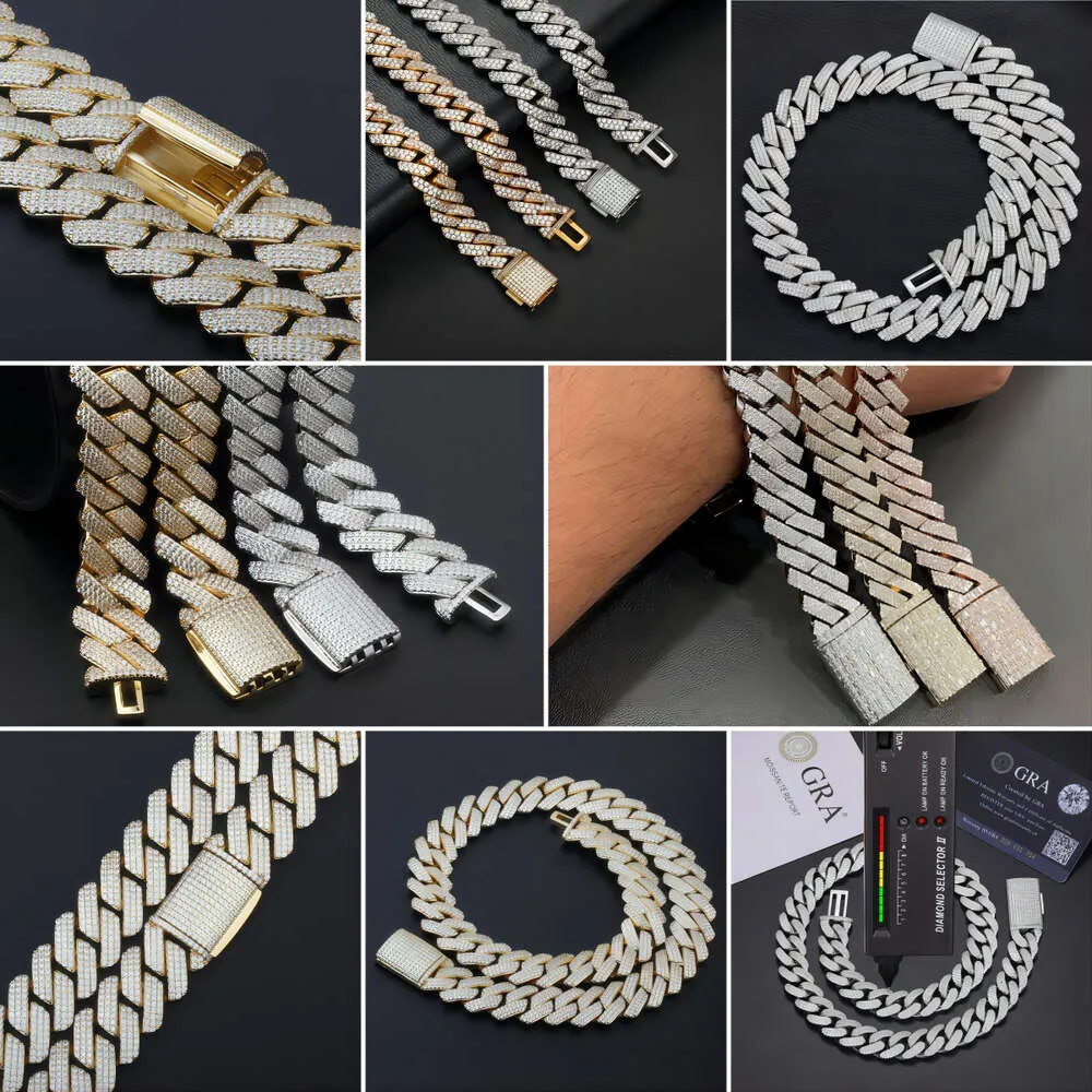 Diamond Pass Tester Επιχρυσωμένο Sier Hip Hop Iced Out Moissanite Γυναικείο Χοντρό Κολιέ Miami Κουβανέζικη Αλυσίδα με Σύνδεσμο για Άνδρες_voghion.com