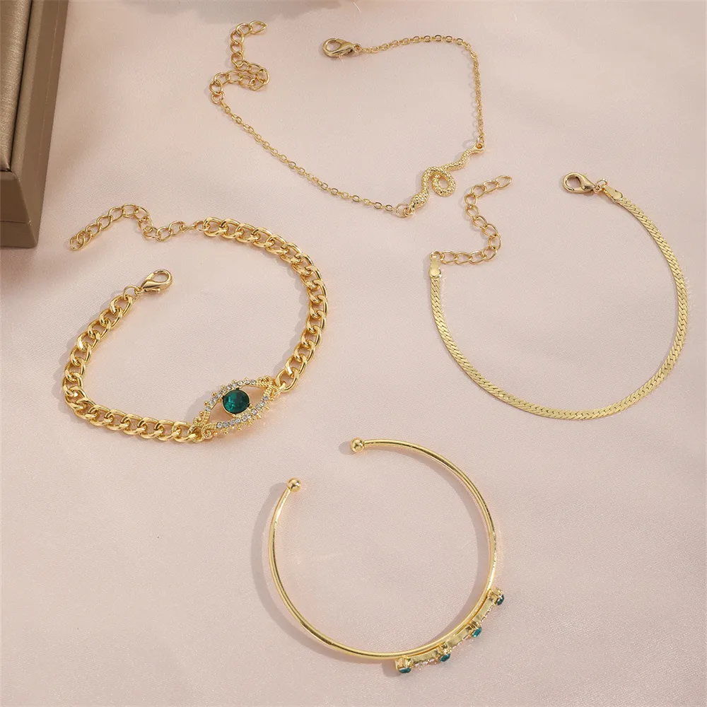 Sindlan 4PCS Set Bracelet For Women High Quality Diamond Zircon Jewelry Sets_voghion.com