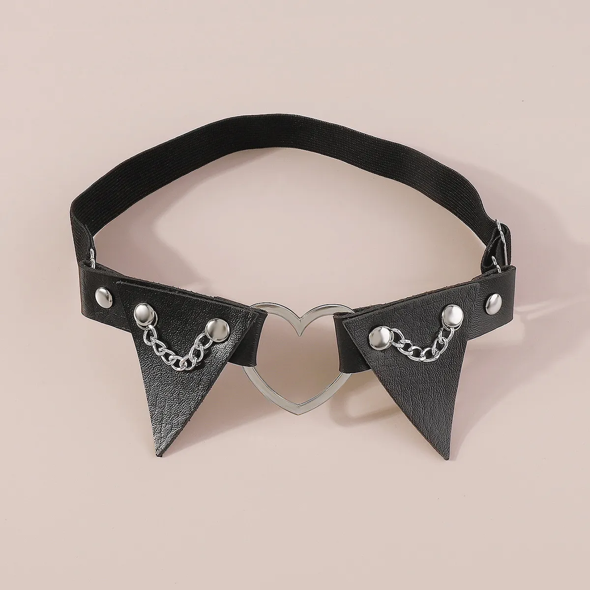 Fußkettchen 2023 Sexy Gothic PU-Leder Nieten Beinring Punk Cool Pats Mädchen Pfirsich Herz Oberschenkelkette Weibliche Körperzubehör_voghion.com