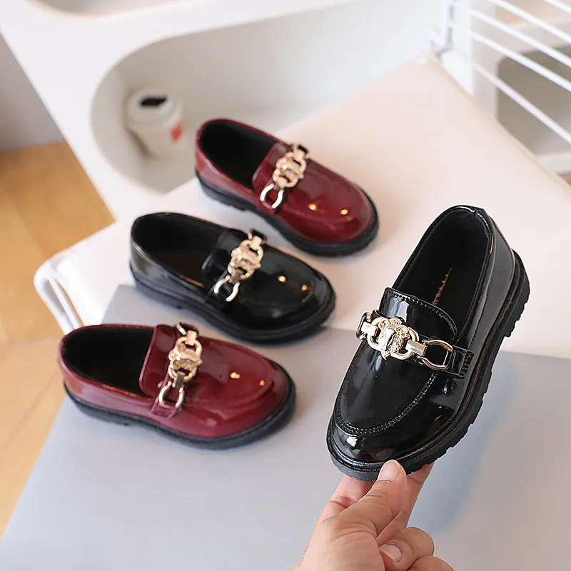 Mocassini da infilare in pelle verniciata per bambini, stile britannico, per bambine e ragazzi, taglie di scarpe da esibizione per studenti_voghion.com