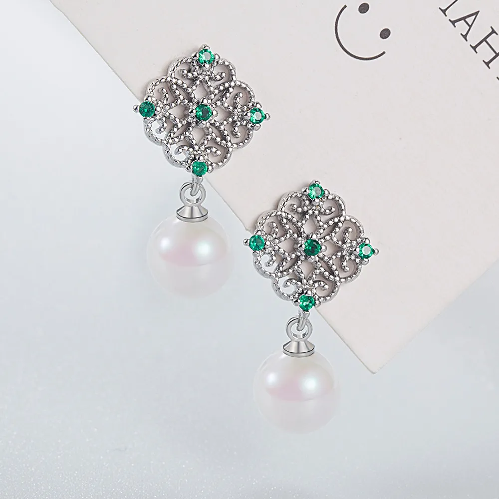 Chic Pearl Drop Earrings With Gold Crystal Accents In Silver_voghion.com