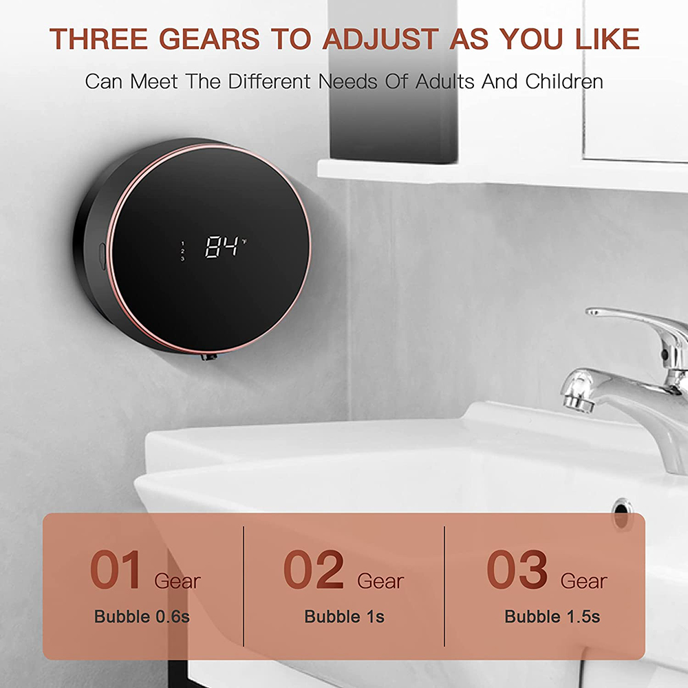 Dispenser automatici di sapone in schiuma per montaggio a parete Display della temperatura a LED Sensore a infrarossi elettrico Touchless Macchina per la schiuma Erogazione di liquidi_voghion.com