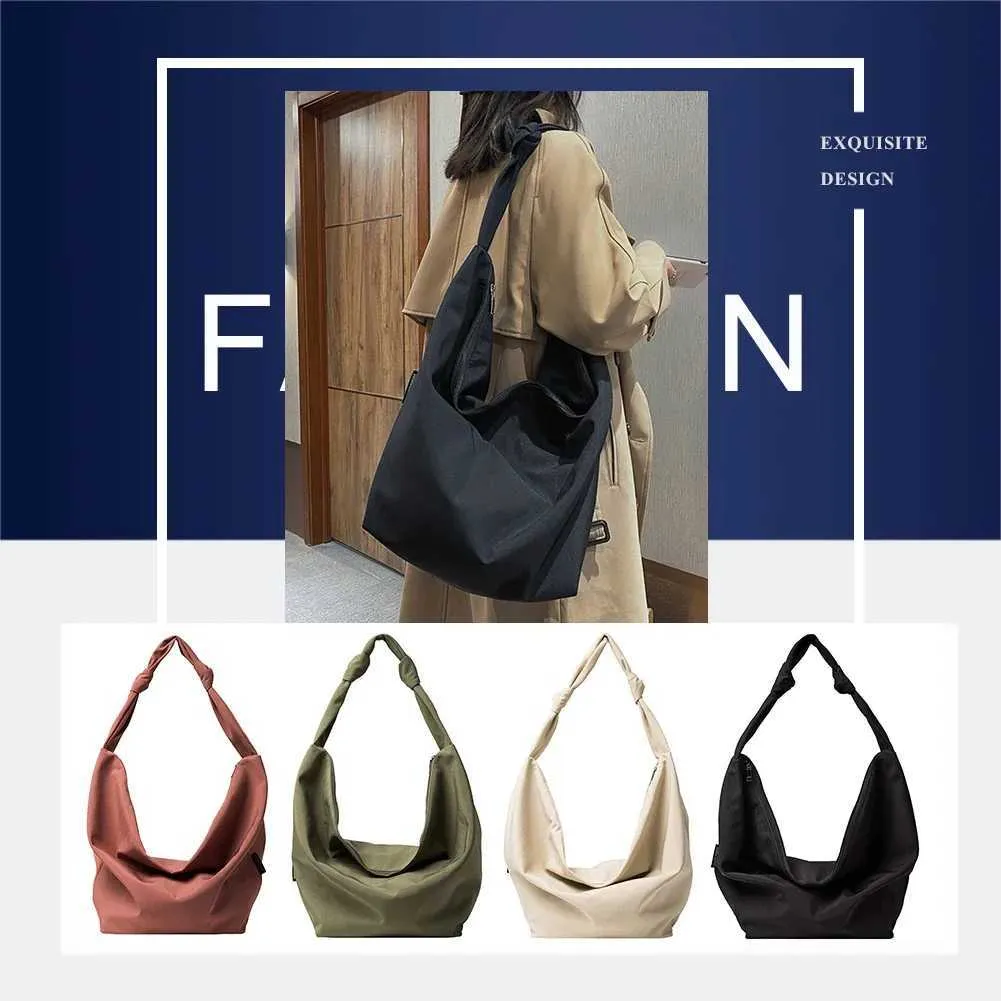 Schultertasche Große Kapazität Fem Handtasche Lässig FI Tragbare Feste Farbe Einfache Leinwand Elegante Wochenende Schultern Y241109_voghion.com