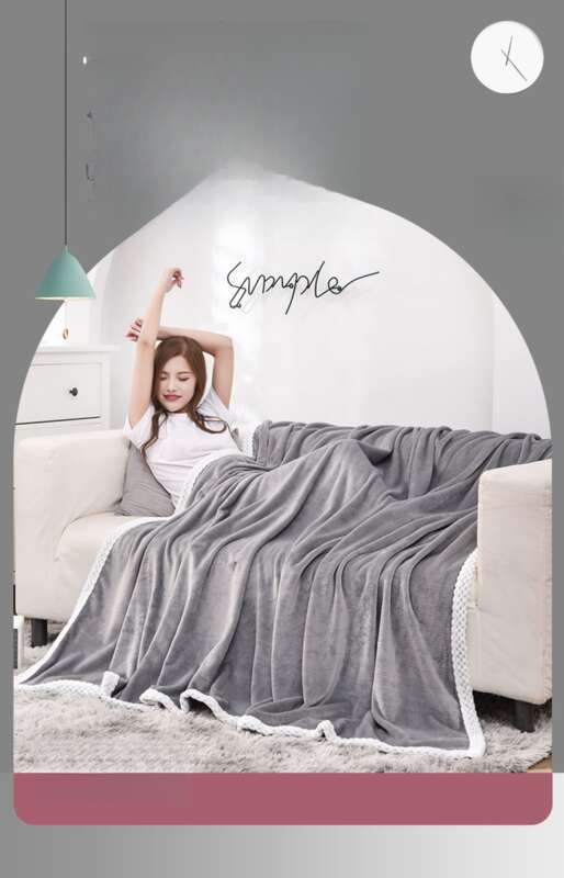 Solid Color Milk Thickened Fleece Blanket Cover Office Nap Air Conditioning Blanket_voghion.com