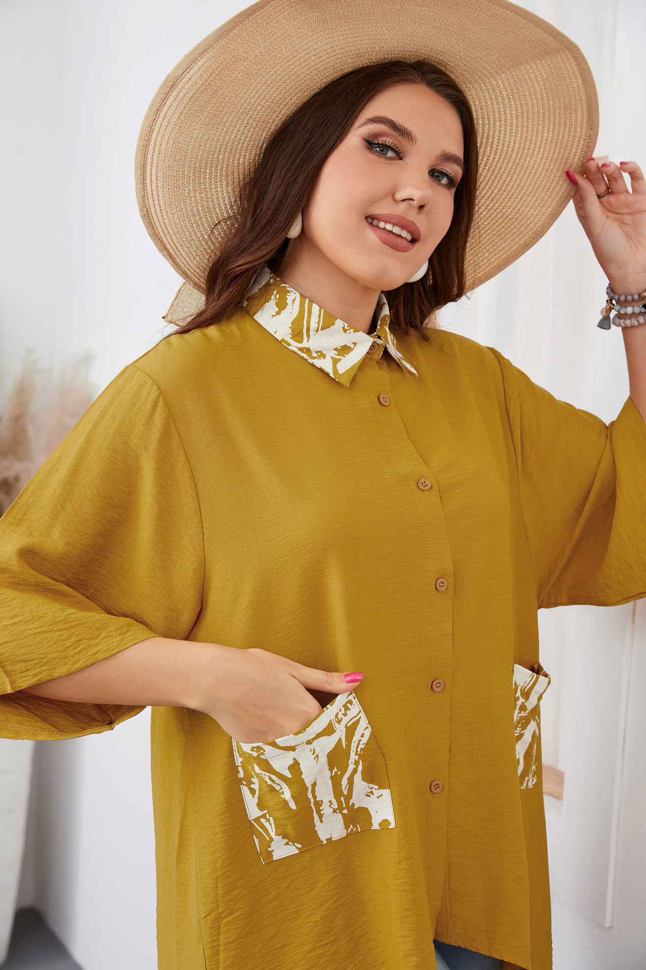 Women's loose irregular large size shirt fat girl fashion tops_voghion.com