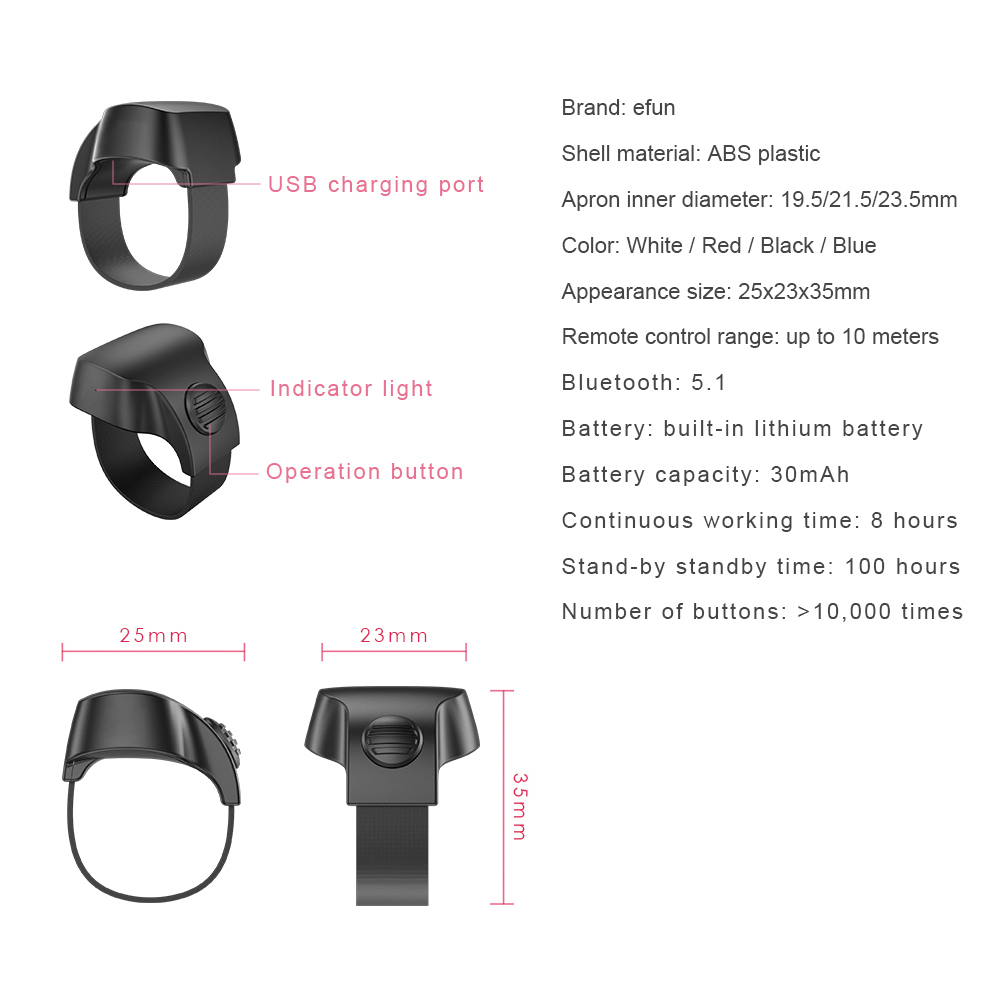 Portable MiNi Bluetooth 5.1 Phone Selfie Shutter Remote Control ring Wireless Smart remote Control Ring For IOS Android Xiaomi_voghion.com