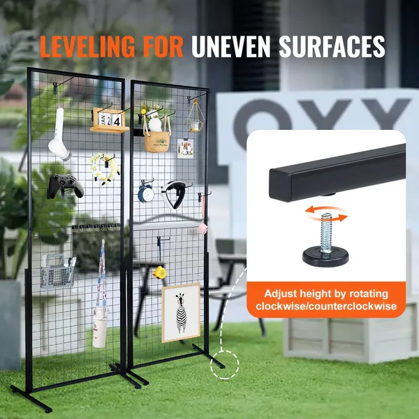 VEVOR 2' X 5.6' Grid Wall Panels Tower, 2 Packs Wire Gridwall Display Racks With T-Base Floorstanding, Double Side Gridwall Panels For Art Craft Sho_voghion.com