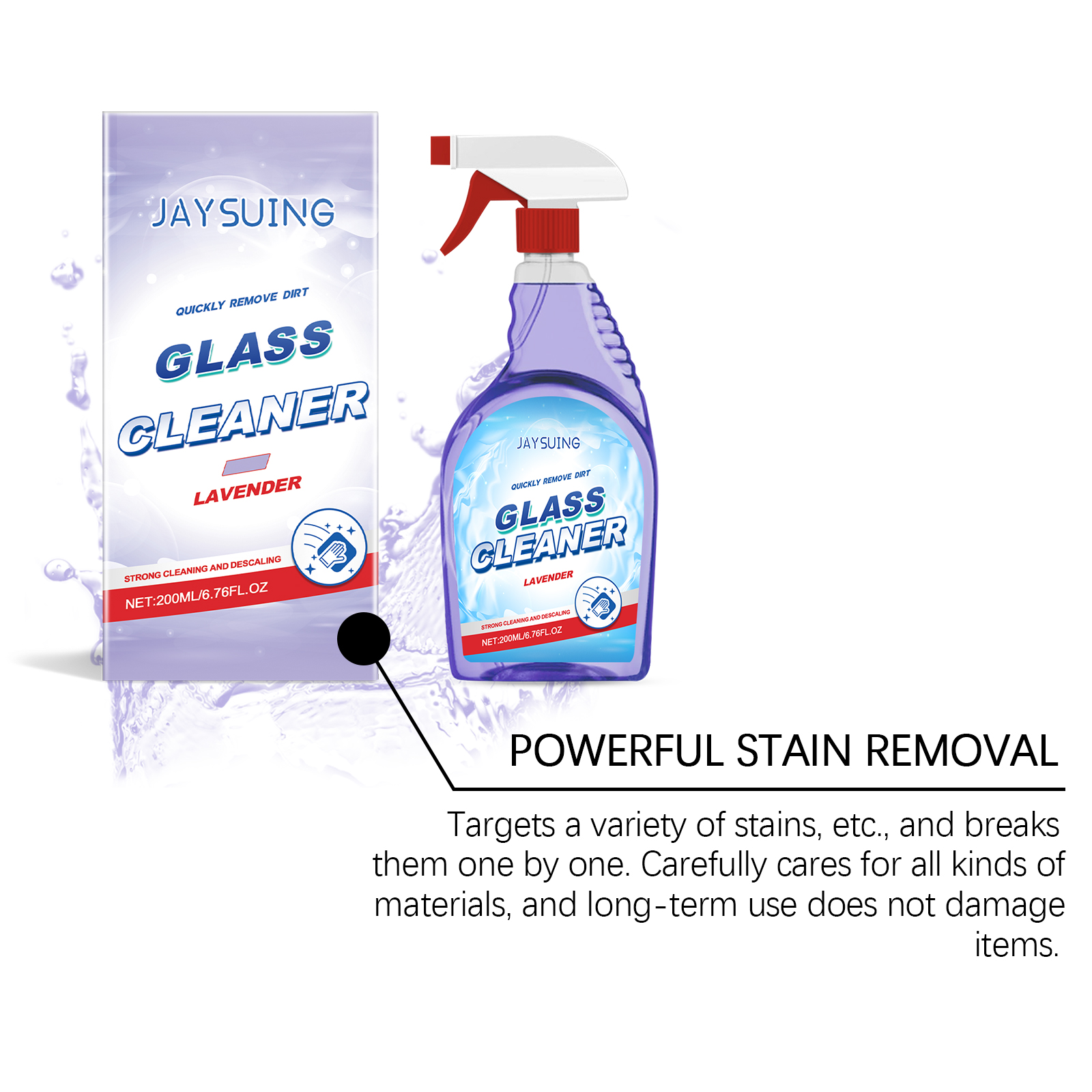 Jaysuing Lavender Scented Glass Cleaner Removes Dust, Dirt, Oil Stains And Cleaning Glass Household Cleaner_voghion.com