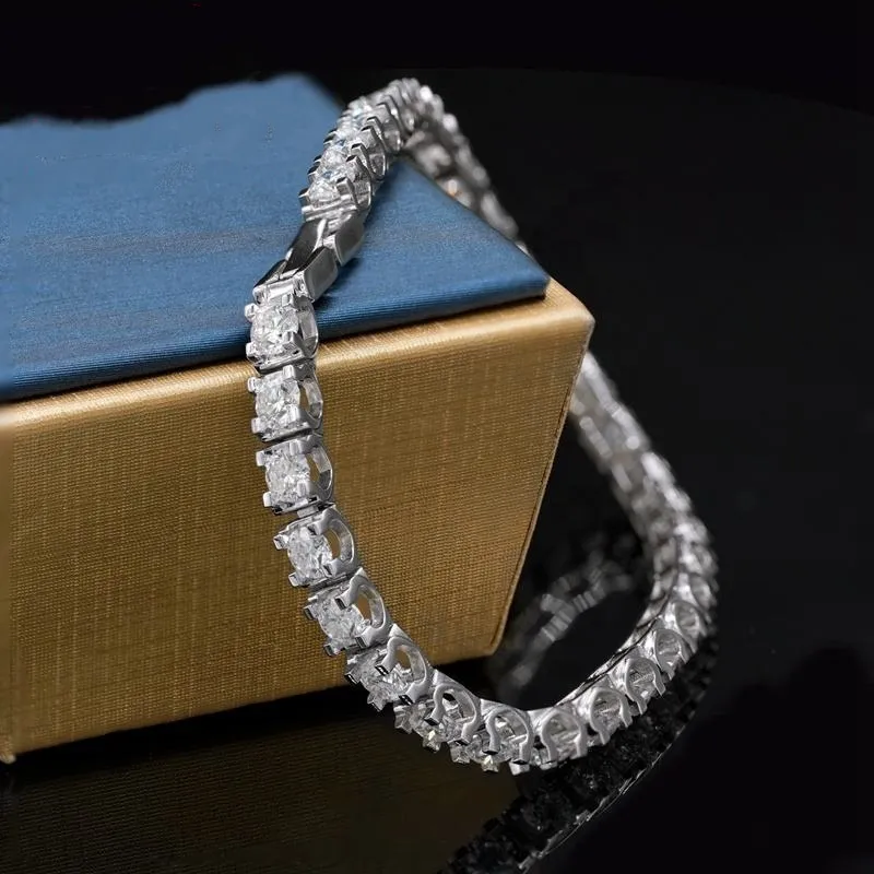 Hip Hop Iced Out Sier Moissanite Tenniskette Armband 3mm 4mm 5mm VVS Weiß Rund Dia Bg Schmuck Männer und Frauen_voghion.com