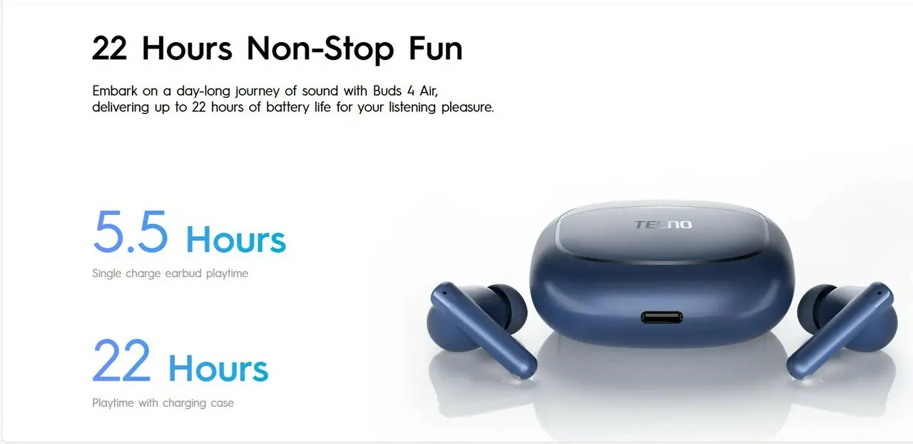 Cuffie bluetooth tecno buds 4 air con audio bassi profondi_voghion.com