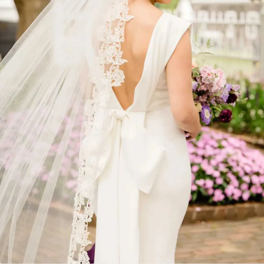 Gioielli per capelli, veli da sposa lunghi con pettine, velo a 1 strato, bordo smerlato, rifiniture in pizzo, lunghezza cattedrale, accessori da sposa per_voghion.com