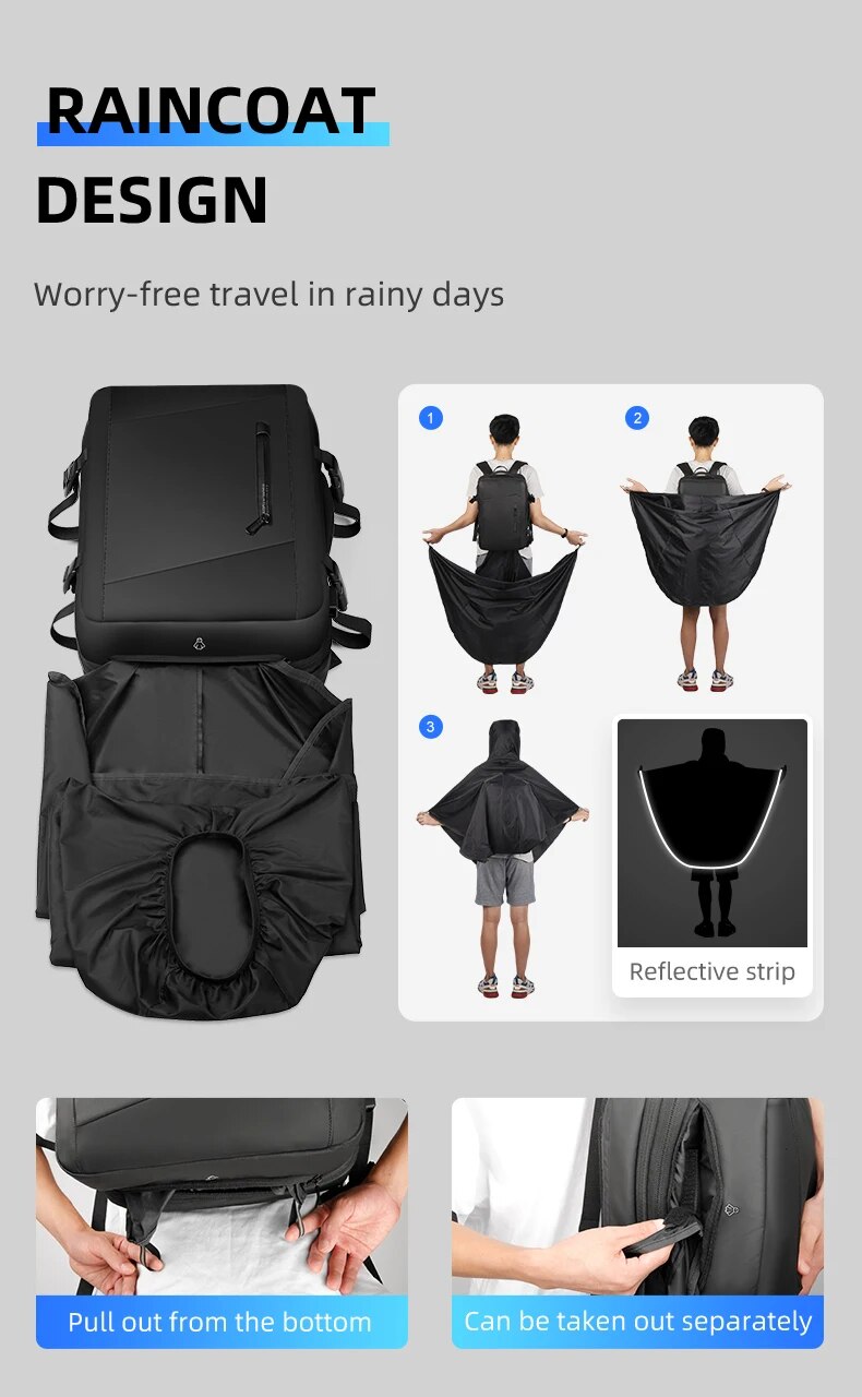 Erweiterbarer 17-Zoll-Laptop-Rucksack für Herren, Business-Handgepäck, Flugzulassung, 40 l Reiserucksack_voghion.com