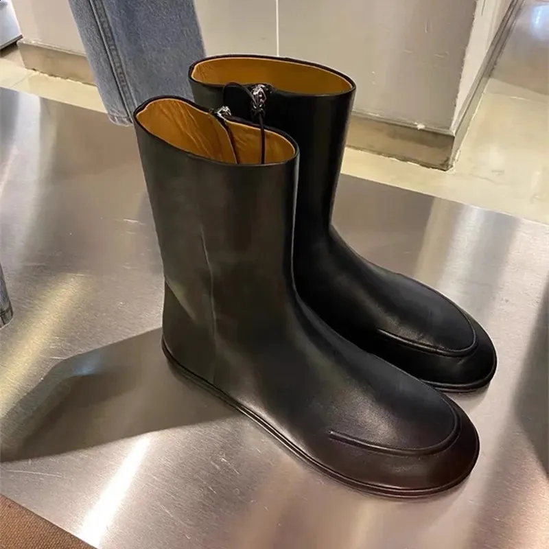Damen Stiefeletten Aus Echtleder Flache Winter Knight Boots_voghion.com
