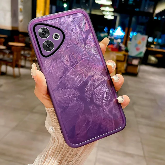 Poco F6 için Tüy Desenli Telefon Kılıfı Tam Kamera Koruma Darbeye Dayanıklı Yumuşak Arka Kapak_voghion.com