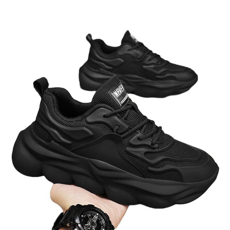 New Versatile Spring Casual Running Sneakers Breathable Men's Lightweight Platform Heightening Trendy Dad Shoes_voghion.com