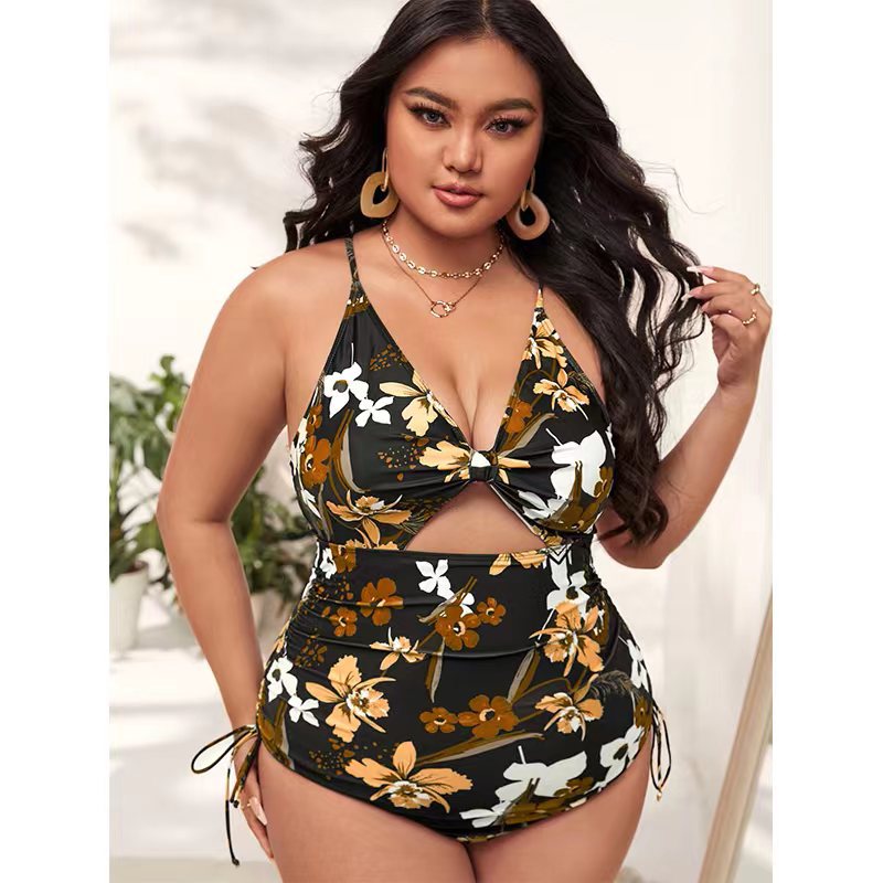 Frauen große größe fett mädchen gedruckt versammelt hohl einteiliges sexy bikini frauen badeanzug_voghion.com