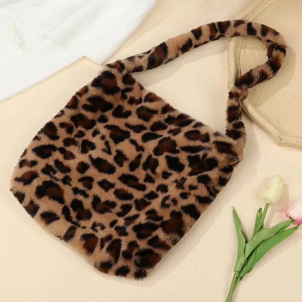 Pluizige schoudertas voor dames herfst winter pluche handtas set_voghion.com