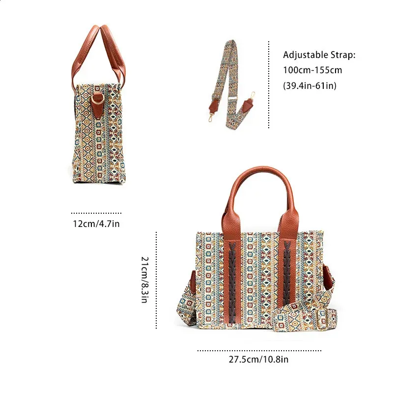 Damen Spot Cross-Border Tote Canvas Umhängetasche Bohemian Aztec Geldbörsen und Handtaschen Damen Geldbörse 240824_voghion.com