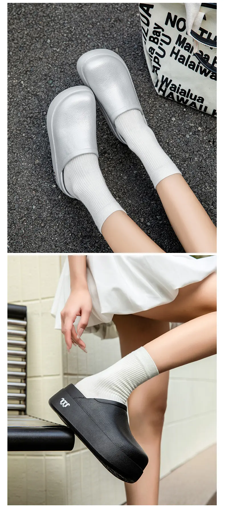 Dünne, silberne Pendlerschuhe mit mittelhohem Absatz, dicker Sohle, Taschenverschluss und Zehenkappe_voghion.com