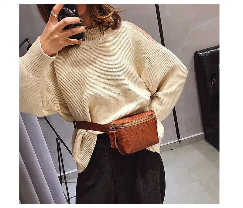 Leder Brusttasche Fanny Frauen Tasche Kleine Bum Taille Gürteltaschen Casual Phone Pack Mode Brieftasche c101 240829_voghion.com