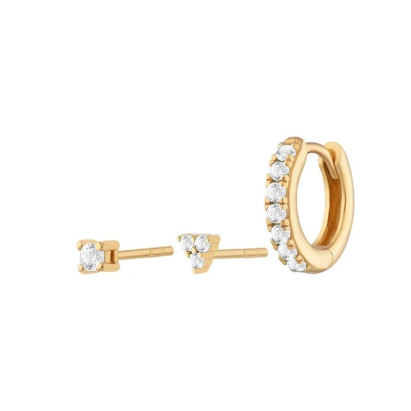 Dia Trinity Combinazione Studs INS Stile Alla Moda All Match Trend Orecchini Fibbie Orecchio per Donne_voghion.com
